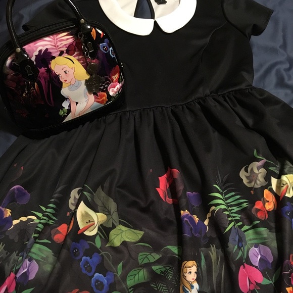 Loungefly Dresses & Skirts - Alice in Wonderland 2x dress and lounge fly purse